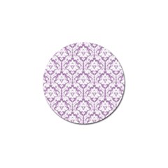 White On Lilac Damask Golf Ball Marker