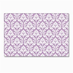 White On Lilac Damask Postcard 4 x 6  (10 Pack) by Zandiepants