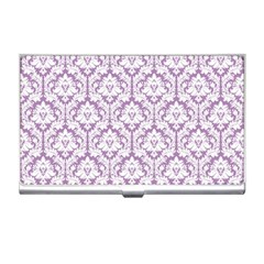 White On Lilac Damask Business Card Holder by Zandiepants