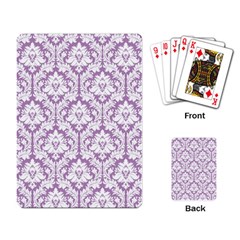 White On Lilac Damask Playing Cards Single Design