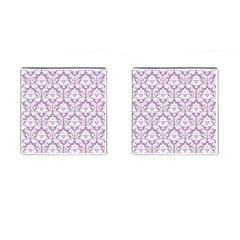 White On Lilac Damask Cufflinks (square) by Zandiepants