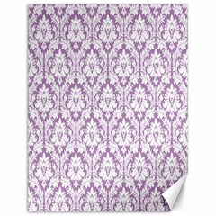 White On Lilac Damask Canvas 12  X 16  (unframed) by Zandiepants