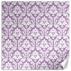 White On Lilac Damask Canvas 16  X 16  (unframed) by Zandiepants