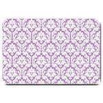 White On Lilac Damask Large Door Mat 30 x20  Door Mat