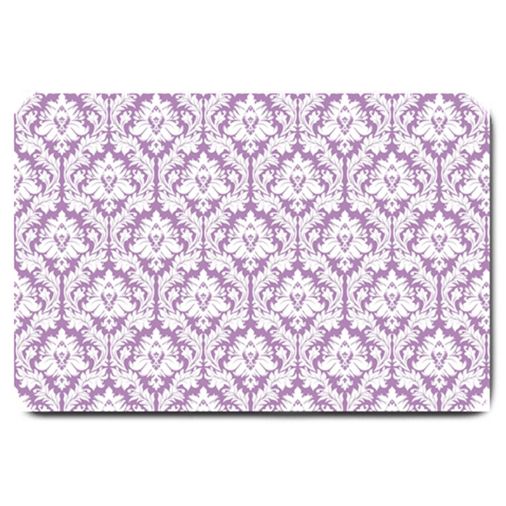 White On Lilac Damask Large Door Mat