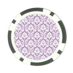 White On Lilac Damask Poker Chip by Zandiepants