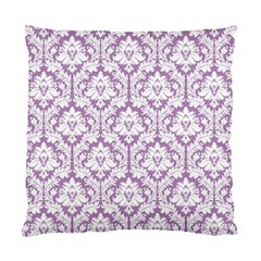 White On Lilac Damask Cushion Case (single Sided) 