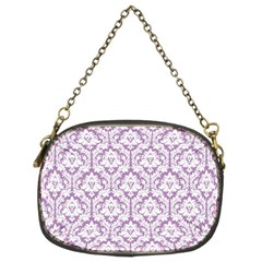 Lilac Damask Pattern Chain Purse (two Sides)