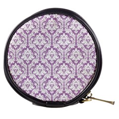 Lilac Damask Pattern Mini Makeup Bag