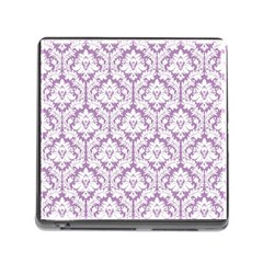 White On Lilac Damask Memory Card Reader With Storage (square) by Zandiepants