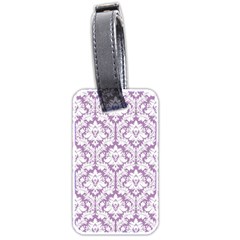 White On Lilac Damask Luggage Tag (two Sides)