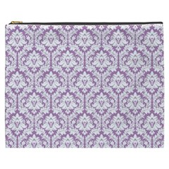 Lilac Damask Pattern Cosmetic Bag (xxxl) by Zandiepants