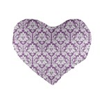 Lilac Damask Pattern Standard 16  Premium Heart Shape Cushion  Front