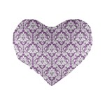 Lilac Damask Pattern Standard 16  Premium Heart Shape Cushion  Back