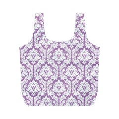 Lilac Damask Pattern Full Print Recycle Bag (m) by Zandiepants