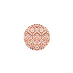 White On Orange Damask 1  Mini Button