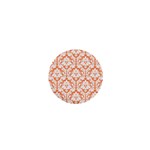 White On Orange Damask 1  Mini Button Front