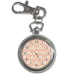 White On Orange Damask Key Chain Watch by Zandiepants