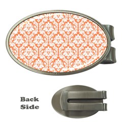 White On Orange Damask Money Clip (oval)