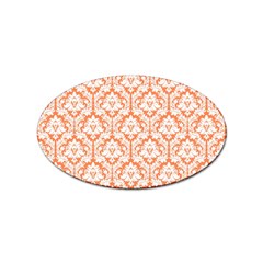 White On Orange Damask Sticker (oval)