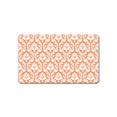 White On Orange Damask Magnet (name Card)