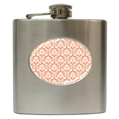 White On Orange Damask Hip Flask by Zandiepants