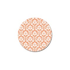 White On Orange Damask Golf Ball Marker by Zandiepants