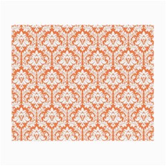 White On Orange Damask Glasses Cloth (small) by Zandiepants