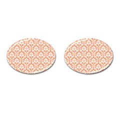 White On Orange Damask Cufflinks (oval) by Zandiepants