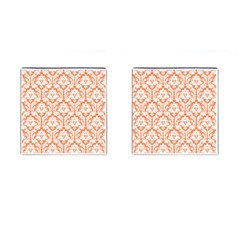 White On Orange Damask Cufflinks (square) by Zandiepants