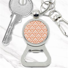 White On Orange Damask Bottle Opener Key Chain