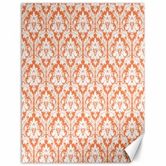 White On Orange Damask Canvas 12  X 16  (unframed) by Zandiepants