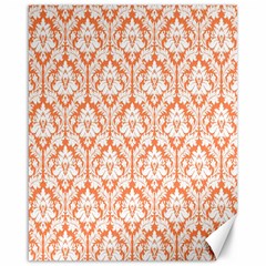 White On Orange Damask Canvas 16  X 20  (unframed) by Zandiepants