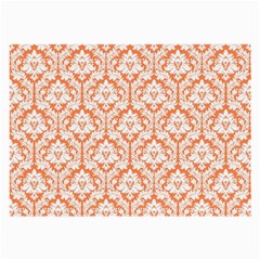 White On Orange Damask Glasses Cloth (large, Two Sided) by Zandiepants