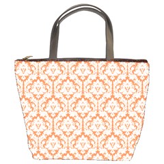 Nectarine Orange Damask Pattern Bucket Bag