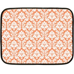 White On Orange Damask Mini Fleece Blanket (two Sided) by Zandiepants