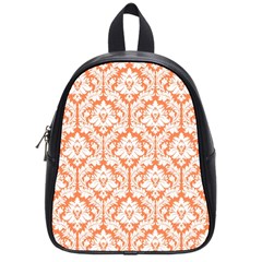 White On Orange Damask School Bag (small)