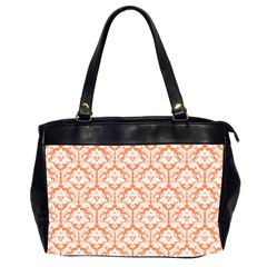 Nectarine Orange Damask Pattern Oversize Office Handbag (2 Sides)