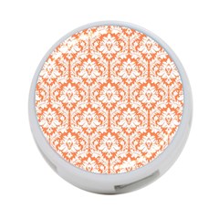 White On Orange Damask 4-port Usb Hub (one Side) by Zandiepants