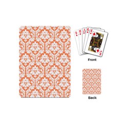 White On Orange Damask Playing Cards (mini)