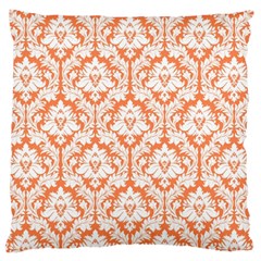 Nectarine Orange Damask Pattern Large Cushion Case (two Sides) by Zandiepants