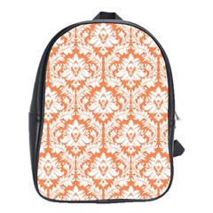 White On Orange Damask School Bag (xl)