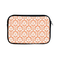 White On Orange Damask Apple Ipad Mini Zippered Sleeve by Zandiepants