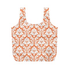 Nectarine Orange Damask Pattern Full Print Recycle Bag (m) by Zandiepants