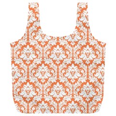 Nectarine Orange Damask Pattern Full Print Recycle Bag (xl)