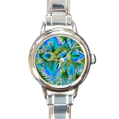 Mystical Spring, Abstract Crystal Renewal Round Italian Charm Watch by DianeClancy