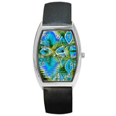 Mystical Spring, Abstract Crystal Renewal Tonneau Leather Watch by DianeClancy