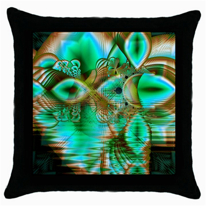 Spring Leaves, Abstract Crystal Flower Garden Black Throw Pillow Case