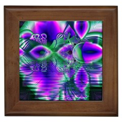 Evening Crystal Primrose, Abstract Night Flowers Framed Ceramic Tile by DianeClancy