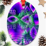 Evening Crystal Primrose, Abstract Night Flowers Oval Ornament Front